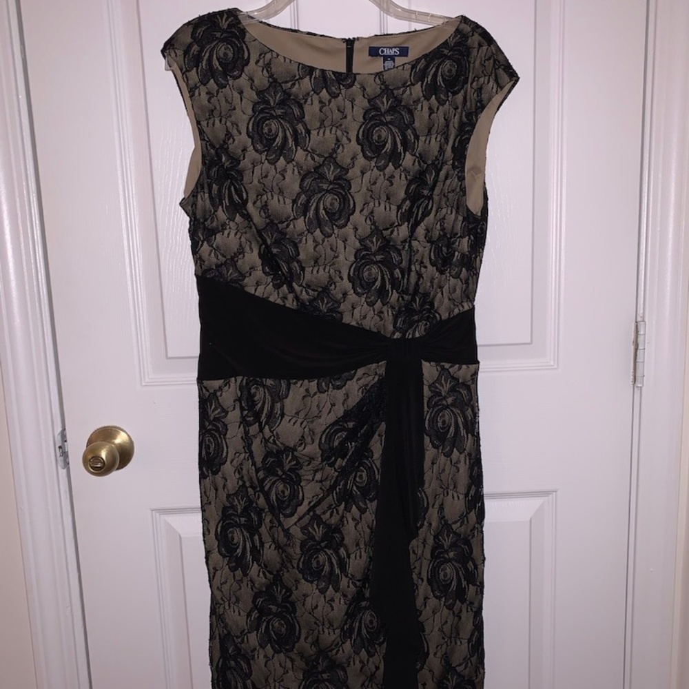 Chaps Black Lace Cocktail Dress Size 14 Worn Once